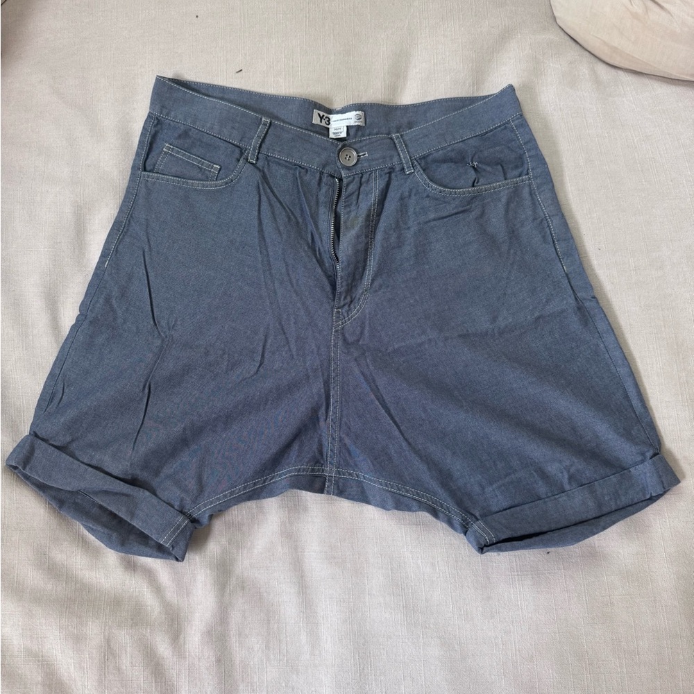 Y-3 Light Blue cotton lightweight- Denim look shorts